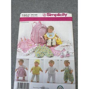 Simplicity 1952 Doll Clothes Sewing Pattern Size 15" Doll Uncut